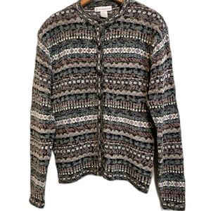 VTG Dressbarn Button Front Cardigan Sweater Boho Cottage Grandma Size XL